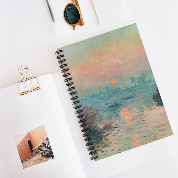 Monet Notebook, Spiral Notebook, Ocean Sunset, Sunset Painting, Ocean Notebook, Claude Monet Art, Monet Gift, Monet Journal, Sunset Notebook