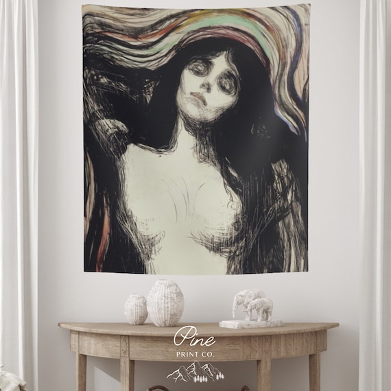 Madonna Tapestry, Edvard Munch, Munch Painting, Art Tapestry, Munch Tapestry, Woman Tapestry, Nude Tapestry, Vintage Tapestry, Art Decor