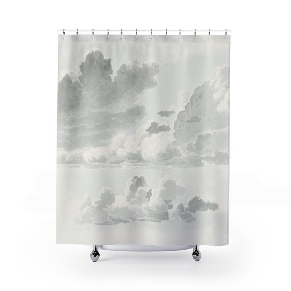 Cloud Shower Curtain, White Shower Curtain, Cloud Bathroom, White Bathroom, Cloud Painting, Sky Bathroom, Cloud Decor, Boho Bathroom