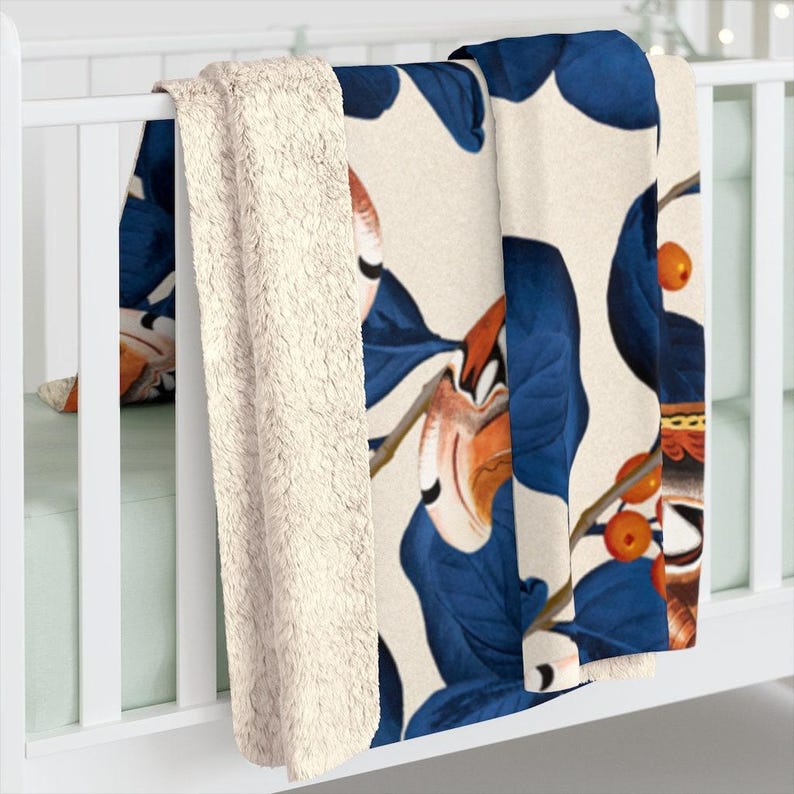 Moth Sherpa Blanket | Inspired Blue Orange Fleece Throw, Snuggle Travel Plush Essential image 6