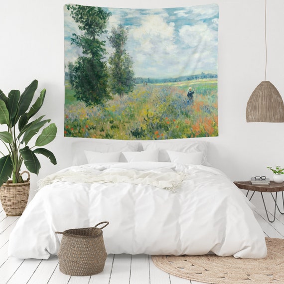 Claude Monet Tapestry, Monet Tapestry, Monet Decor, Poppy Fields Decor, Monet Painting, Nature Tapestry, Fine Art Tapestry, Monet Wall Art