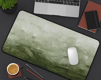 Green Desk Mat, Watercolor Desk Mat, Green Office Decor, Green Mousepad, Green Ombre, Boho Desk Mat, Green Boho Decor, Watercolor Ombre