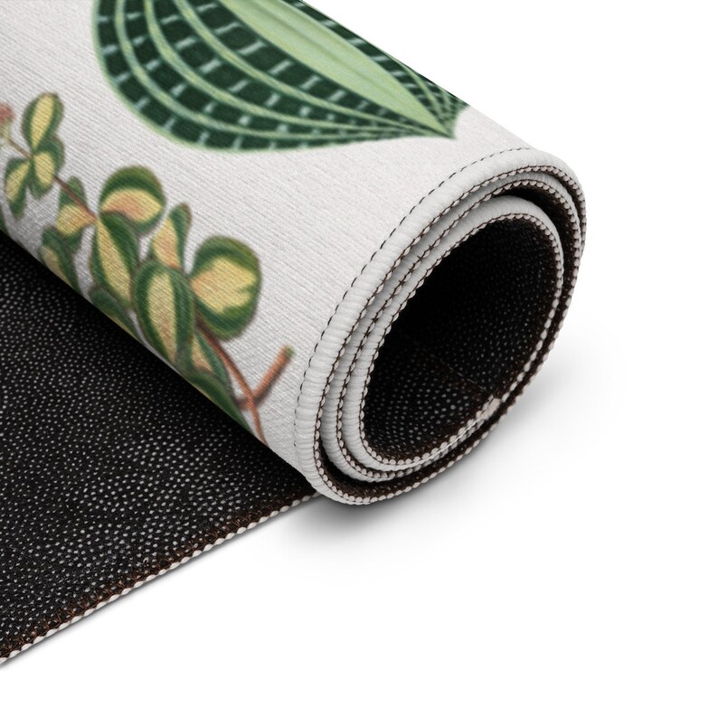 Plant Area Rug: Botanical Green Design - Silky Soft Surface, Textured Non Skid Backing, Indoor Outdoor Durable Microfiber image 8