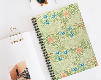 William Morris Notebook, Green Spiral Notebook, Botanical Notebook, Nature Notebook, Plant Notebook, Floral Notebook, Green Journal