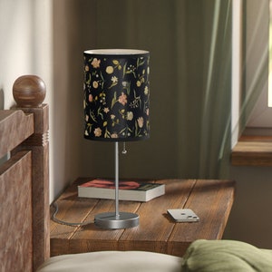 Black Lamp, Cottagecore Decor, Floral Lamp, Boho Lamp, Boho Home Decor, Black Home Decor, Gothic Floral Lamp, Gothic Decor, Black Home Decor