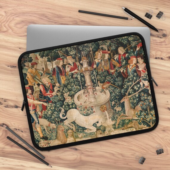 Unicorn Laptop Sleeve, Renaissance Laptop Case, Black Macbook, Art Laptop Sleeve, iPad Sleeve, Tablet Sleeve, Medieval Laptop, Unicron Art