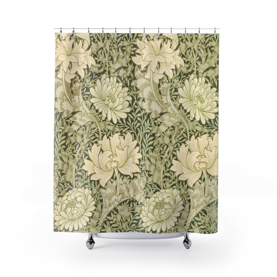 William Morris Shower Curtain, Green Shower Curtain, Art Nouveau Bathroom, Vintage Bathroom, Green Home Decor, Green Bathroom Decor