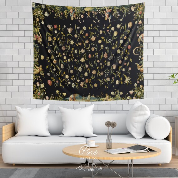 Black floral tapestry hotsell