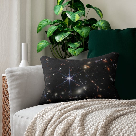Space Pillow, Webb Telescope, Lumbar Pillow, Black Pillow, Star Pillow, Astrophotography, NASA Pillow, NASA Gift, Black Throw Pillow
