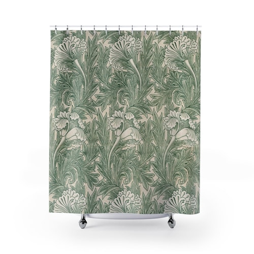 Art Deco Shower Curtain Vintage Bathroom Decor Emerald Green Etsy