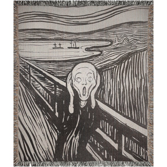 Fine Art Blanket, The Scream, Edvard Munch, Woven Blankets, Black White Blanket, Art Throw, Art Gift, Black Throw, Woven Tapestry