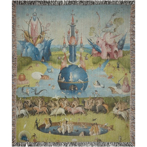 Garden Of Earthly Delights, Woven Blanket, Boho Blanket, Fine Art Blanket, Vintage Blanket, Art Blanket, Hieronymus Bosch, Medieval Decor