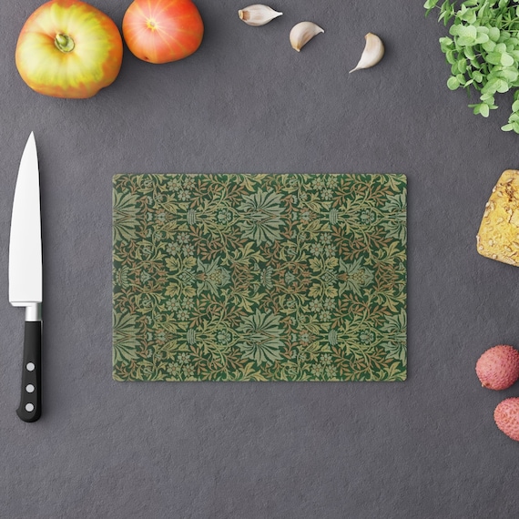 Green Cutting Board, William Morris, Floral Cutting Board, Art Nouveau,  Kitchen Decor, Glass Cutting Board, Vintage Floral, Green Kitchen -   Norway