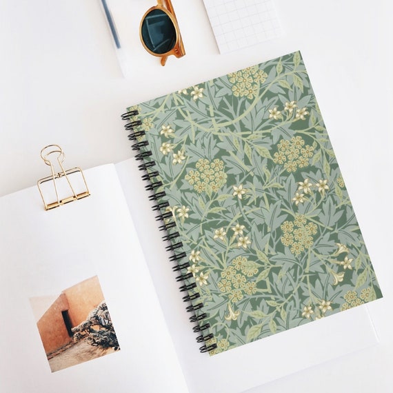 William Morris Notebook, Green Spiral Notebook, Botanical Notebook, Nature Notebook, Plant Notebook, Floral Notebook, Green Journal