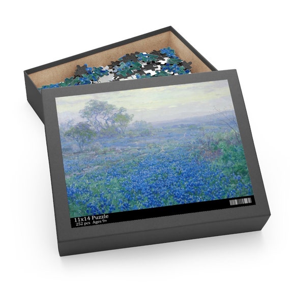 Texas Puzzle, Bluebonnet Art, Landscape Puzzle, Art Puzzle, Jigsaw Puzzle, Floral Puzzle, Blue Puzzle, Blue Flowers, Texas Bluebonnets