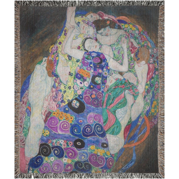 Art Woven Blanket, Boho Blanket, Gustav Klimt, Klimt Blanket, Woman Blanket, Fine Art Decor, Purple Blanket, Klimt Painting, Art Throw