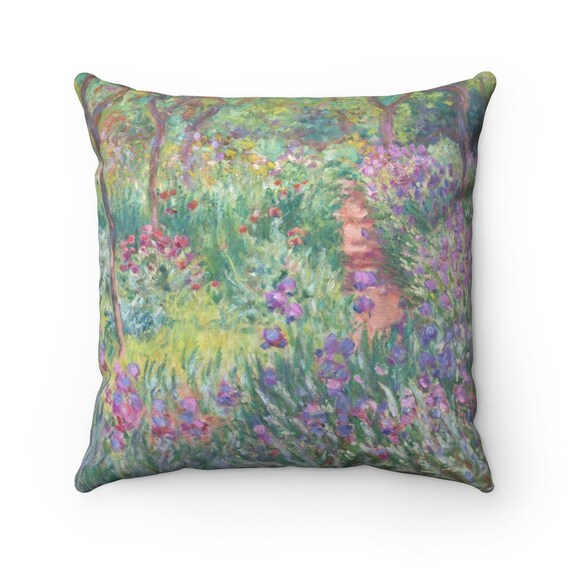 Claude Monet Pillow, Monet Decor, Painting Pillow, Purple Flowers, The Artists Garden, Impressionist Art, Monet Painting, Nature Pillow