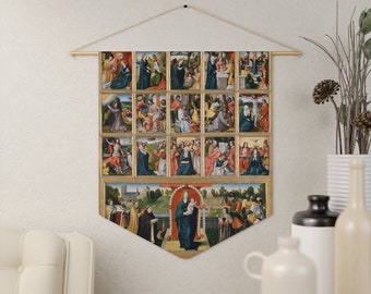 Religious Wall Art, Catholic Tapestry, Virgin Mary, Medieval Wall Art, Tapestry Painting, Christian Wall Art, Catholic Art, Gothic Wall Art