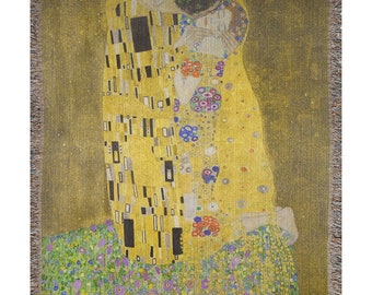 グスタフ・クリムト作「接吻」、織りブランケット、壁掛けタペストリー