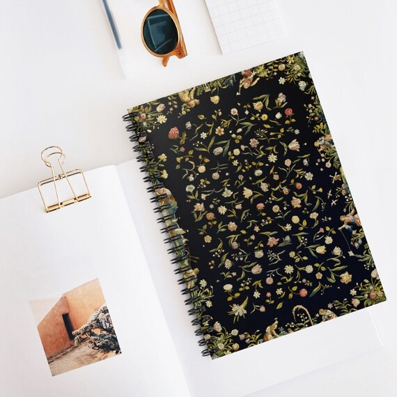 Black Notebook, Floral Notebook, Spiral Notebook, Art Spiral Notebook, Black Floral Notebook, Boho Journal, Nature Notebook, Boho Nature
