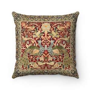 William Morris Pillow, Peacock Pillow, Vintage Pillow, William Morris, Bird Pillow, Nature Pillow, Bird Decor, Peacock Art, Floral Pillow