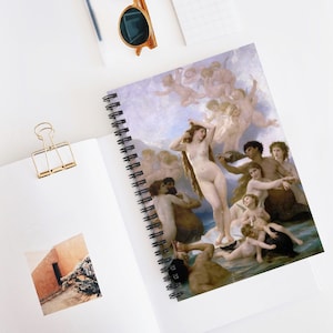 Birth of Venus, Spiral Notebook, Renaissance Notebook, Angel Notebook, Venus Painting, Purple Notebook, Venus Art, Boho Notebook