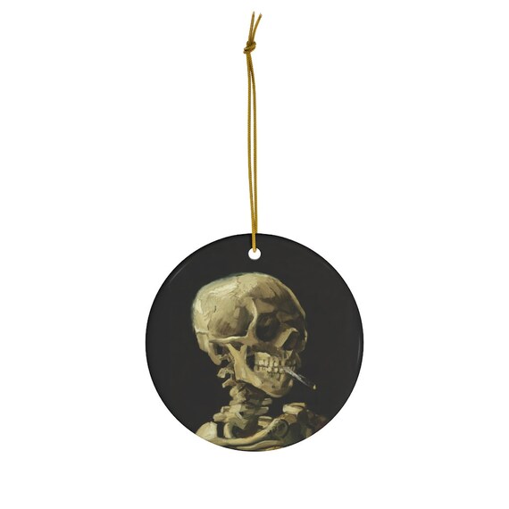 Van Gogh Ornament, Art Ornament, Skull Ornament, Christmas Ornament, Ceramic Ornament, Skull Painting, Death Ornament, Van Gogh Painting