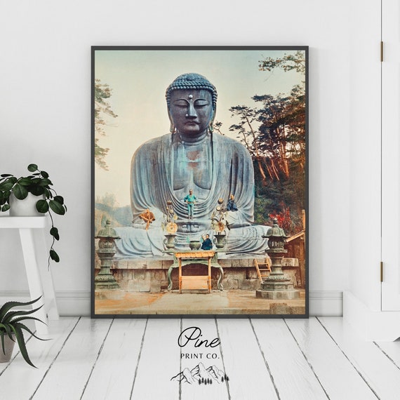 Buddha Poster, Buddha Print, Vintage Japanese, Japanese Poster, Asian Decor, Buddha Wall Art, Japanese Print, Asian Wall Art