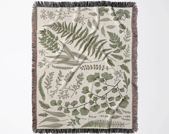 Plant Woven Blanket, Botanical Blanket, Cottagecore Gift, Nature Blanket, Plant Lover Gift, Botanical Decor, Nature Home Decor, Plant Art