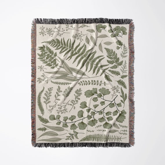 Plant Woven Blanket, Botanical Blanket, Cottagecore Gift, Nature Blanket, Plant Lover Gift, Botanical Decor, Nature Home Decor, Plant Art