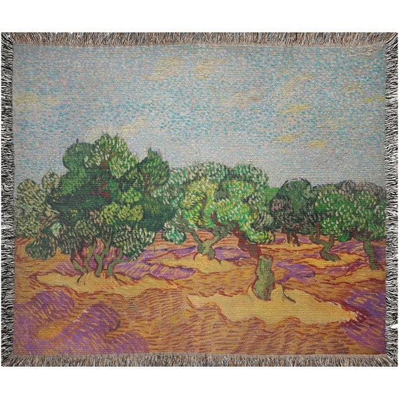 Nature Blanket, Boho Woven Blanket, Boho Blanket, Tree Blanket, Art Teacher Gift, Van Gogh Decor, Van Gogh Painting, Van Gogh Blanket