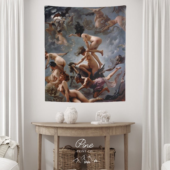 Witch Tapestry, Gothic Tapestry, Gothic Wall Art, Luis Ricardo Falero, Witch Painting, Witchy Decor, Mythology Art, Witch Art, Halloween Art