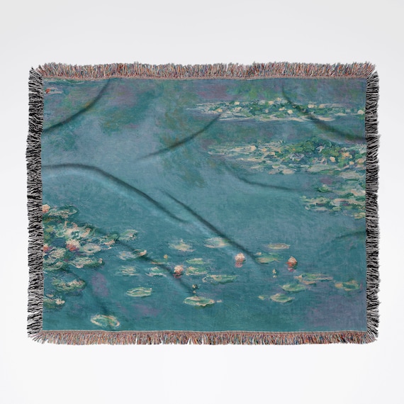 Claude Monet Blanket, Woven Blanket, Water Lilies Monet, Fine Art Blanket, Purple Throw Blanket, Monet Decor, Vintage Blanket, Art Blanket