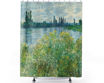 Rideau de douche Monet, Claude Monet, peinture de Monet, art impressionniste, rideau de douche vert, art de la salle de bain, rideau de douche art, art de Monet
