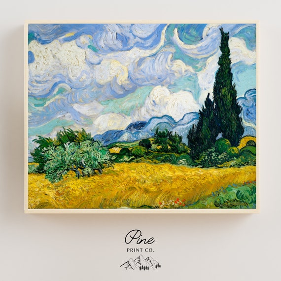 Van Gogh Print, Wheat Field with Cypresses, Landscape Painting, Vincent Van Gogh, Van Gogh Painting, Fine Art Print, Cypress Tree Painting