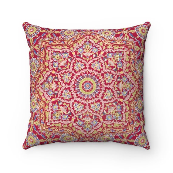 Mandala Pillow, Boho Pillow, Red Pillow, Rainbow Pillow, Indian Pillow, Red Mandala, Hippie Pillow, Vintage Pillow, Bohemian Pillow
