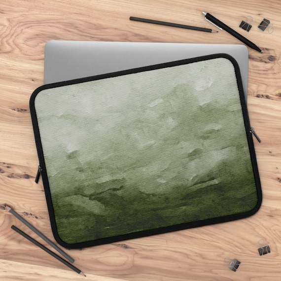 Green Laptop Sleeve, Green Watercolor, Green iPad Sleeve, Green Tablet Sleeve, Green Boho, Green Ombre, Painting Laptop Sleeve, Green Tablet