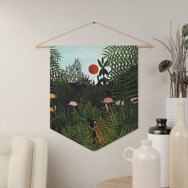 Henri Rousseau, Art Tapestry, Flag Tapestry, Tropical Decor, Jungle Wall Art, Jungle Tapestry, Jungle Painting, Nature Tapestry, Vintage Art