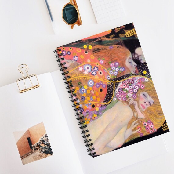 Klimt Notebook, Water Serpents, Spiral Notebook, Nude Notebook, Gustav Klimt, Woman Notebook, Fine Art Notebook, Boho Notebook, Mermaid
