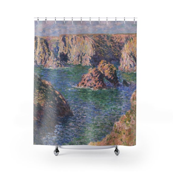 Monet Shower Curtain, Ocean Shower Curtain, Blue Shower Curtain, Ocean Bathroom, Monet Decor, Monet Bathroom, Claude Monet Art, Monet Art