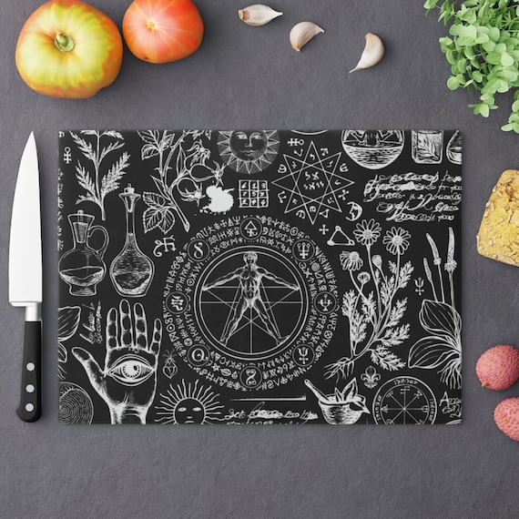 Black Cutting Board, Witch Cutting Board, Witch Gift, Gothic Gift, Black Kitchen Decor, Alchemy Decor, Magic Art, Witchy Decor