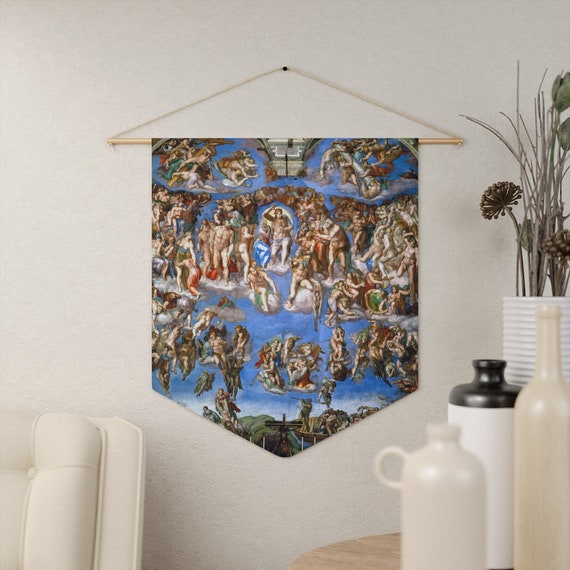 Catholic Tapestry, Michelangelo Art, Renaissance Tapestry, Religious Tapestry, Jesus Christ, Vintage Tapestry, Renaissance Painting