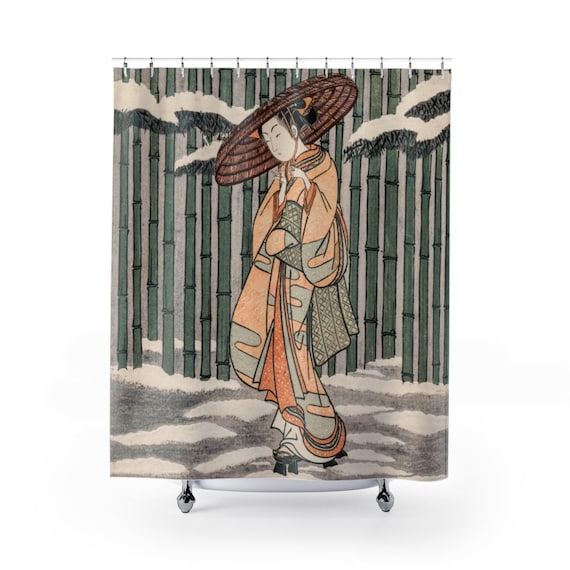 Japanese Shower Curtain, Geisha Japan, Japan Decor, Japanese Art, Vintage Japanese, Japanese Bathroom, Asian Shower Curtain, Suzuki Decor