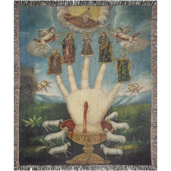 Gothic Woven Blanket, Occult Blanket, Fine Art Blanket, Occult Decor, Hand Blanket, Gothic Decor, Angel Woven Blanket, Art Blanket
