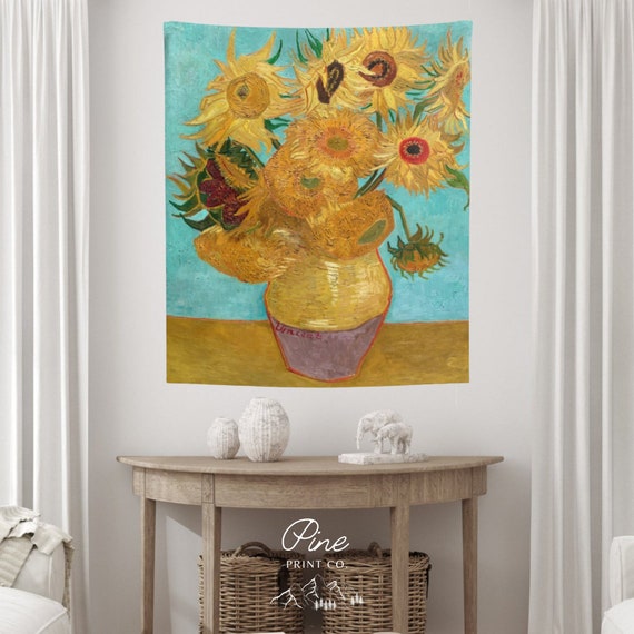 Van Gogh Tapestry, Van Gogh Painting, Sunflower Tapestry, Floral Tapestry, Floral Painting, Sunflower Decor, Vincent Van Gogh, Art Tapestry