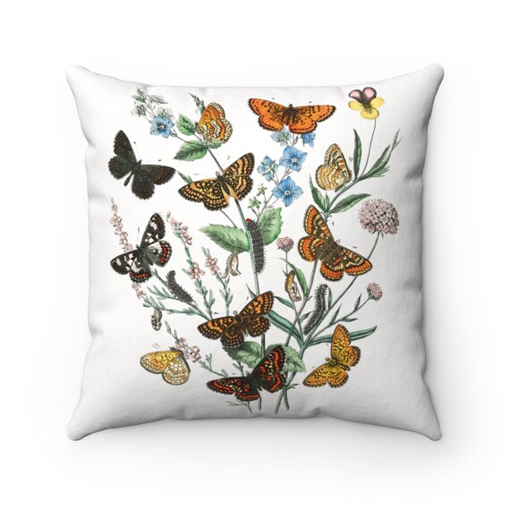 Butterfly Pillow, Moth Pillow, Botanical Pillow, Butterfly Decor, Vintage Botanical, Nature Pillow, Moth Decor, Boho Pillow, Boho Decor