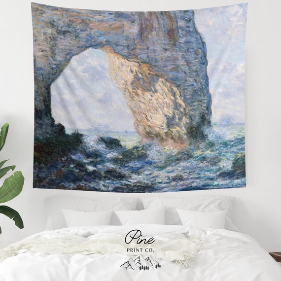 Ocean Tapestry, Monet Tapestry, Claude Monet, Ocean Wall Hanging, Painting Tapestry, Ocean Decor, Ocean Cliff, Monet Painting, Ocean Art