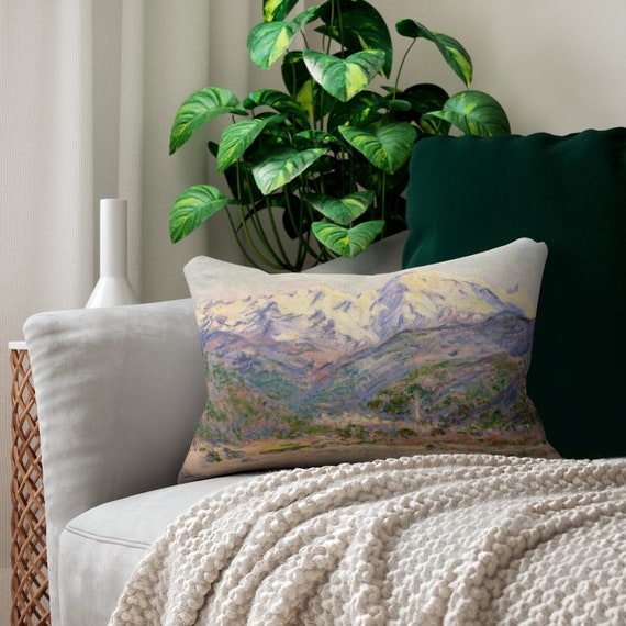Monet Pillow, Lumbar Pillow, Claude Monet Pillow, Claude Monet Decor, Monet Gift, Mountain Painting, Art Gift, Vintage Pillow, Art Pillow