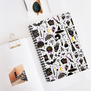 Halloween Notebook, Spiral Notebook, Gothic Notebook, Witch Notebook, Witchy Gift, Spell Journal, Halloween Gift, Spooky Notebook