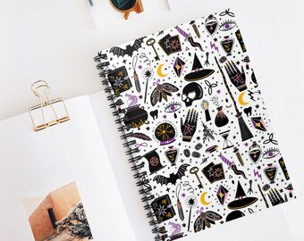 Halloween Notebook, Spiral Notebook, Gothic Notebook, Witch Notebook, Witchy Gift, Spell Journal, Halloween Gift, Spooky Notebook